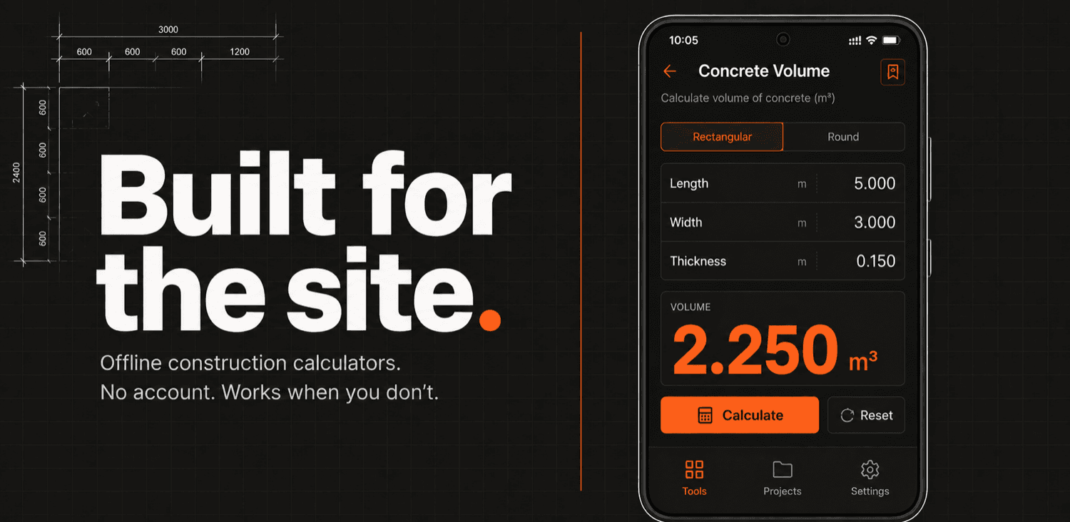 Construction Calculator - offline-first mobile calculator for construction professionals