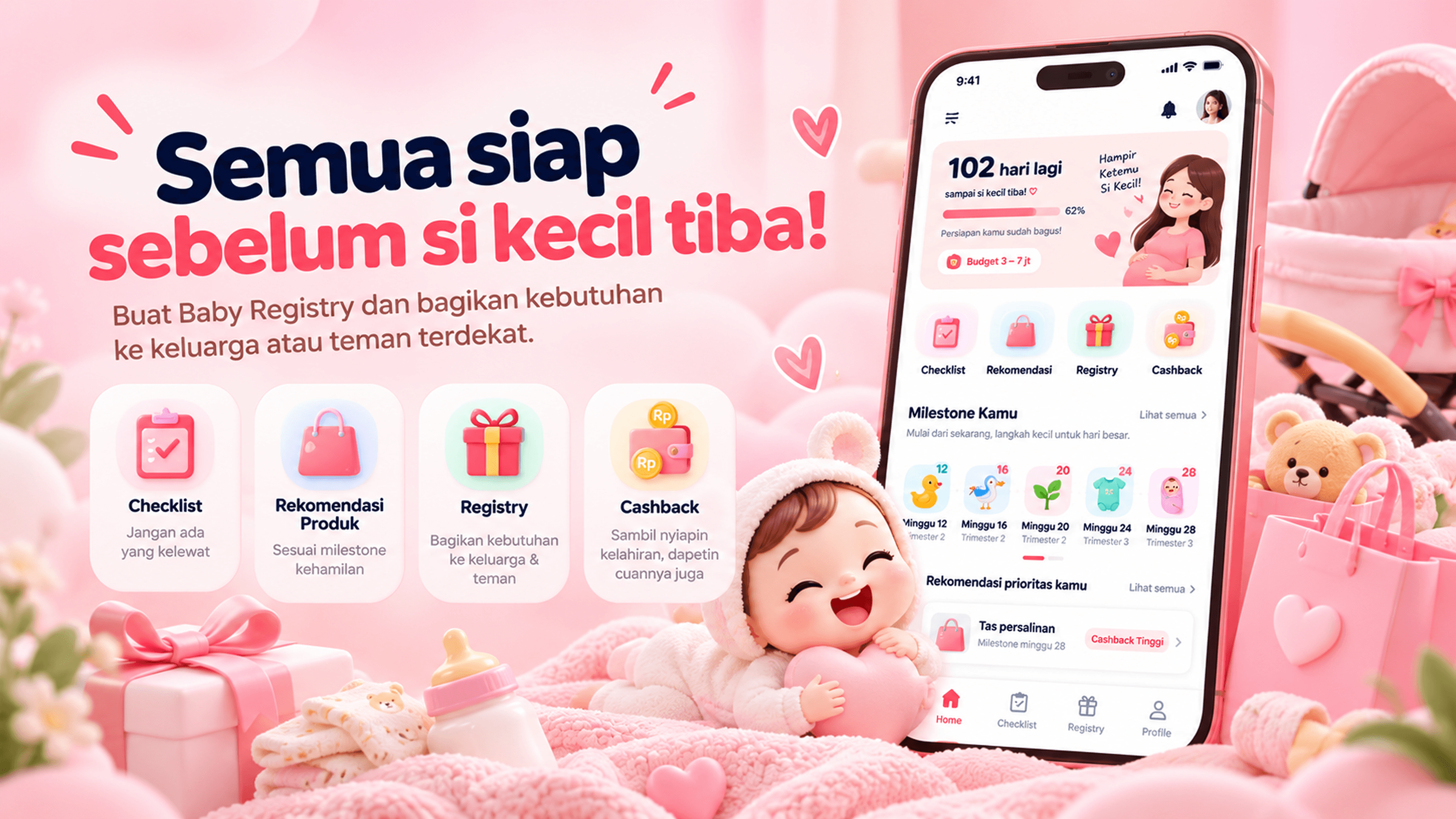 Sambut - baby preparation checklist, milestones and cashback app for expecting parents