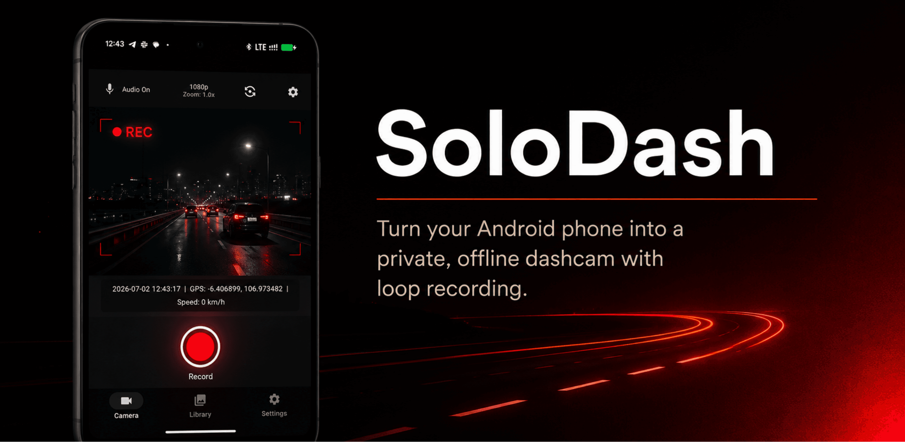 SoloDash - Android Dashcam App with GPS tracking and impact detection