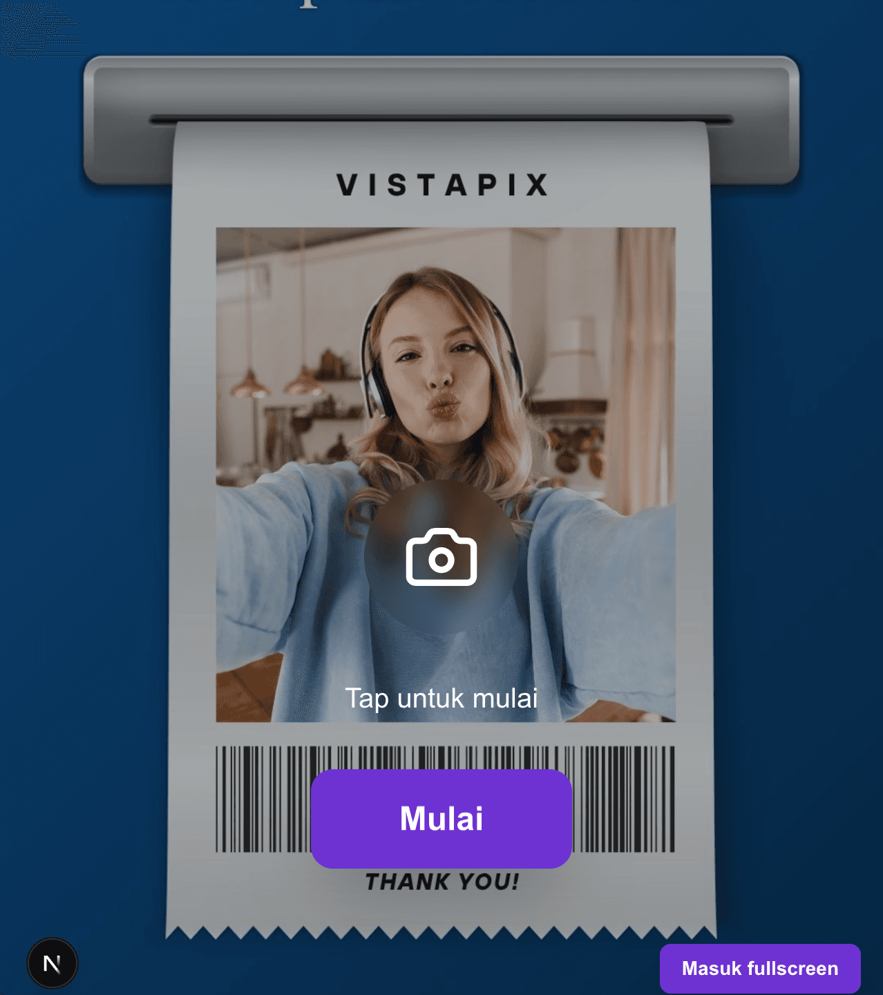 VistaPix photobooth device app - Self-service photo receipt booth running on Android tablet